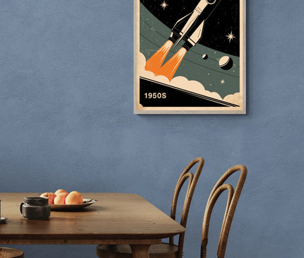 Affiche vintage fusée rétro
