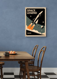 Affiche fusée années 1950 décollage spatial rétro