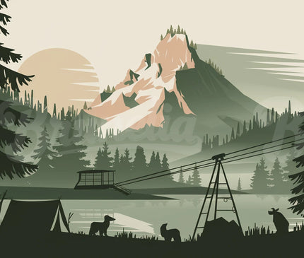 affiche nature sauvage en montagne rétro