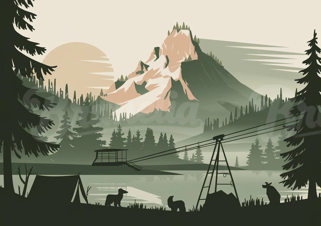 affiche nature sauvage en montagne rétro