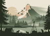 Affiche femme et montagne enneigée style art déco