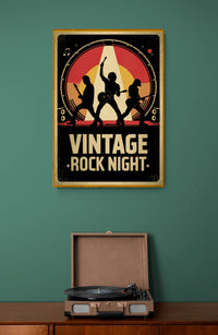 Affiche de concert rock avec musiciens en silhouette