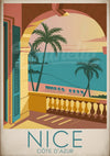 Affiche Côte d'Azur terrasse méditerranéenne Nice