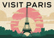 Affiche rétro Tour Eiffel coucher de soleil art déco