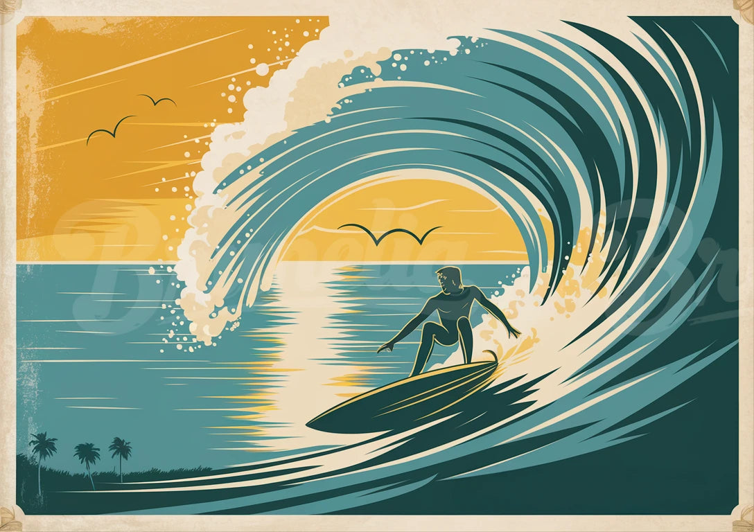affiche de surf vintage
