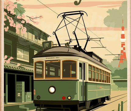 Affiche tramway rétro Tokyo