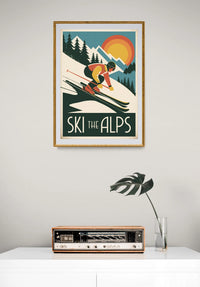 Affiche de ski en montagne style Art déco années 1930