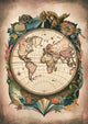 Affiche carte du monde géographie explorateurs