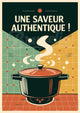 Affiche rétro marmite fumante Une saveur authentique