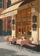 Affiche restaurant italien terrasse vintage rétro