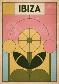 Affiche Ibiza Art déco fleur géométrique vintage