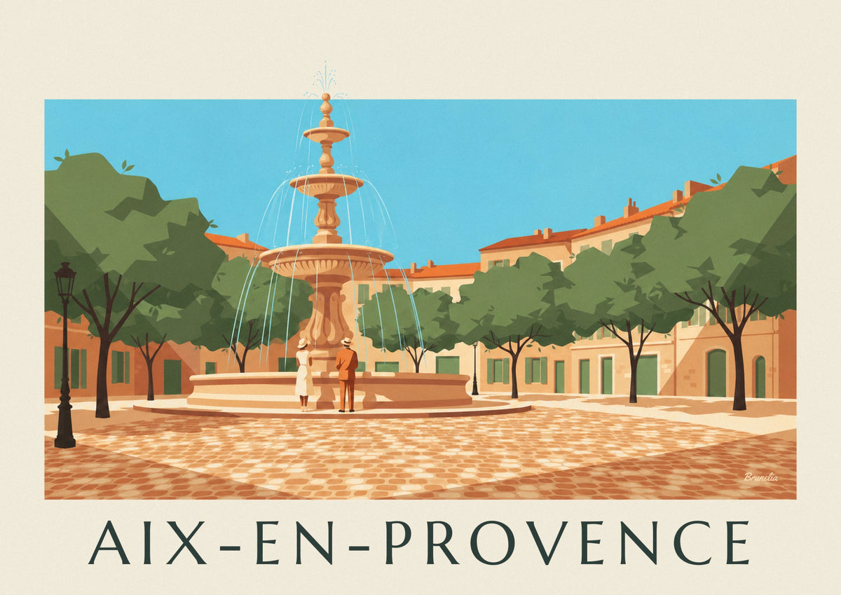 Affiche fontaine de la Rotonde à Aix-en-Provence