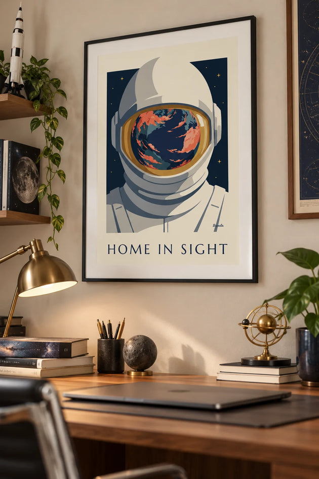 Poster emoldurado na parede de uma casa