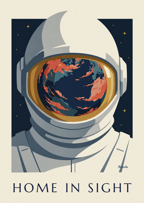 Affiche reflet de la Terre dans le casque d'un astronaute : l'affiche entière