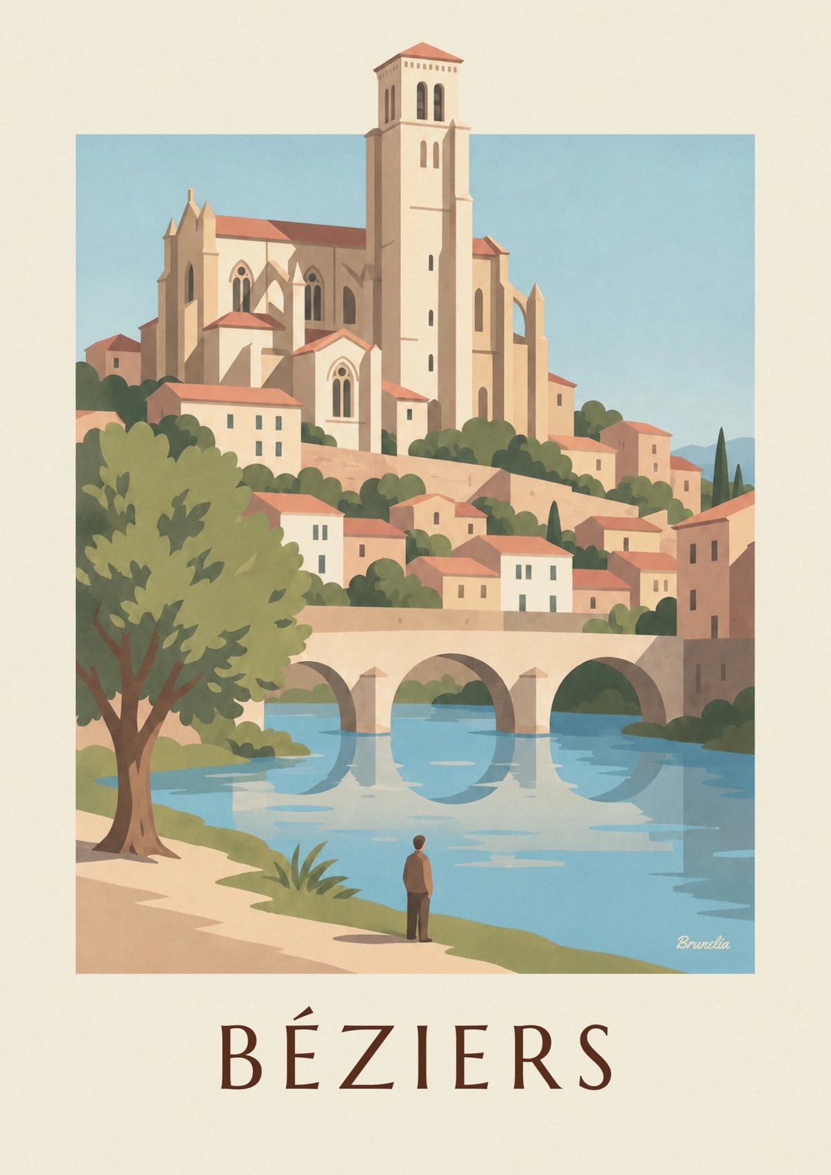 Affiche cathédrale Saint-Nazaire et pont Vieux de Béziers