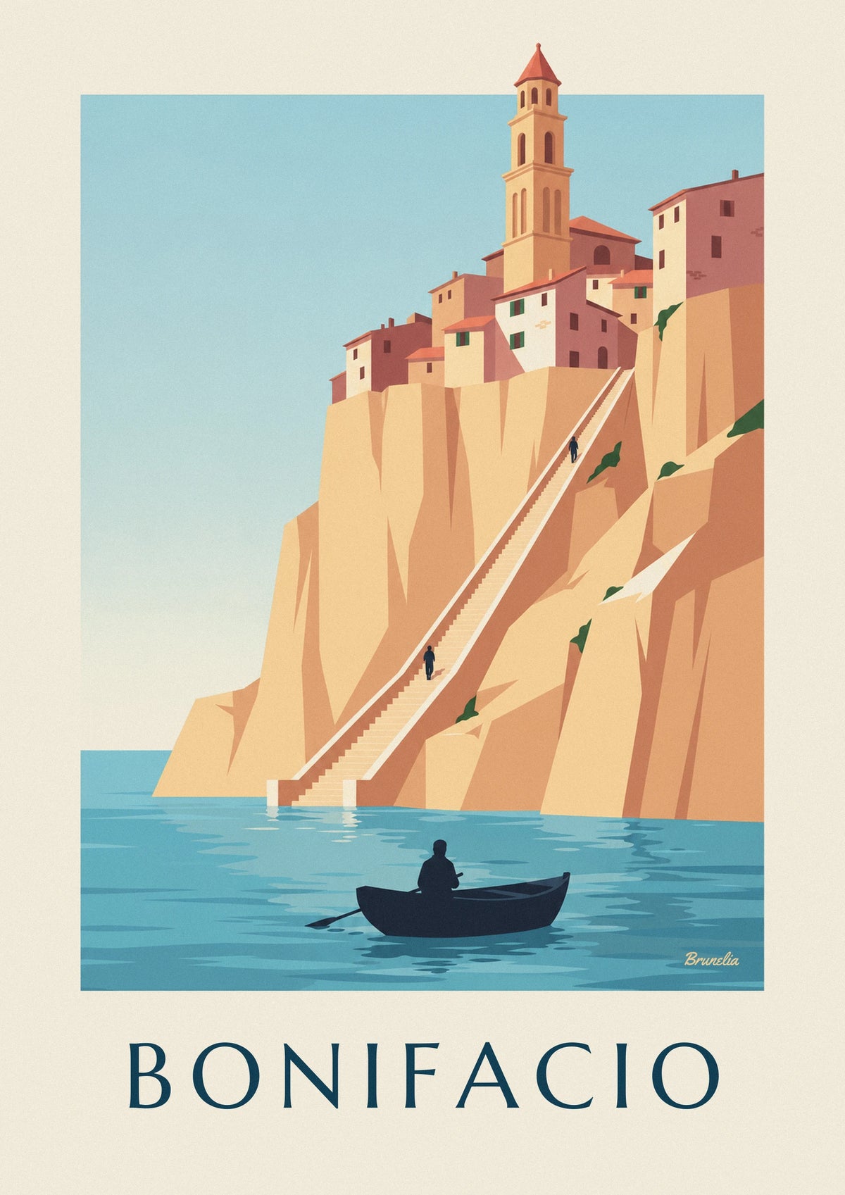 Affiche escalier du roi d'Aragon dans la falaise de Bonifacio