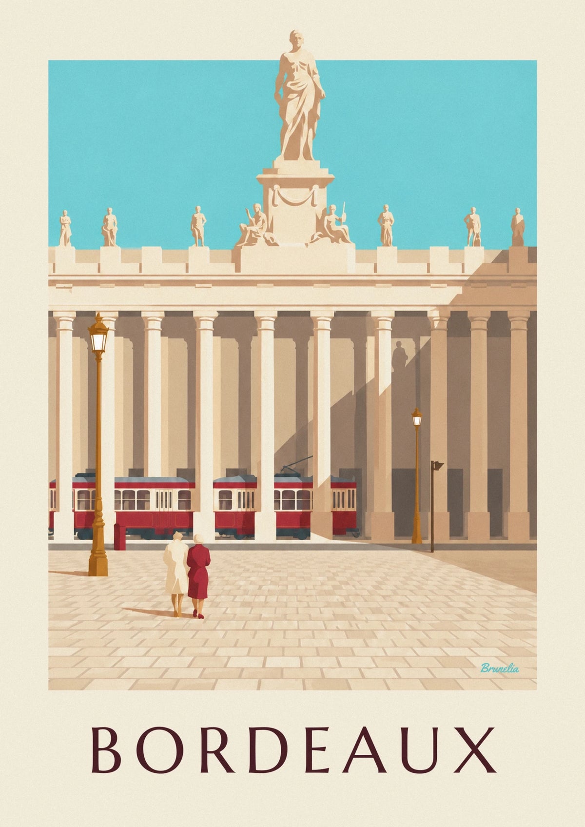 Affiche Grand Théâtre et place de la Comédie à Bordeaux