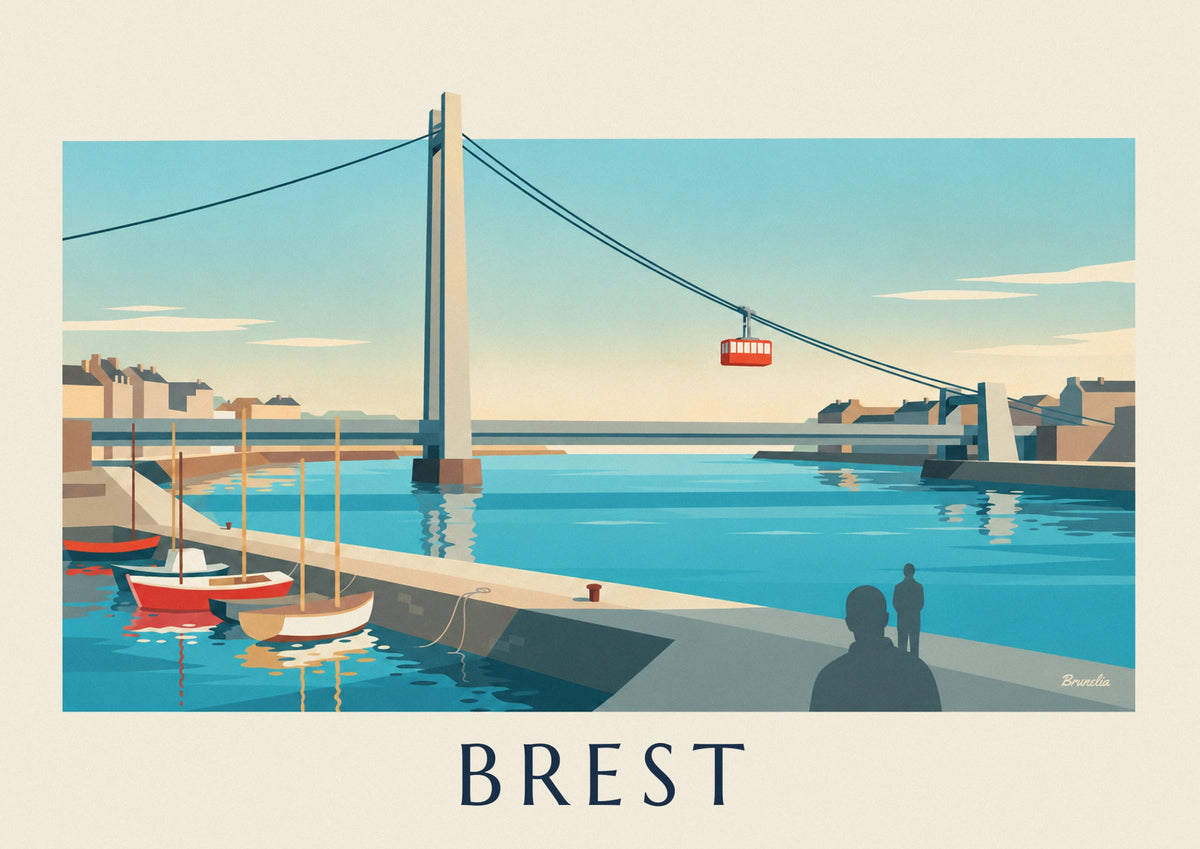 Affiche pont de Recouvrance et téléphérique de Brest