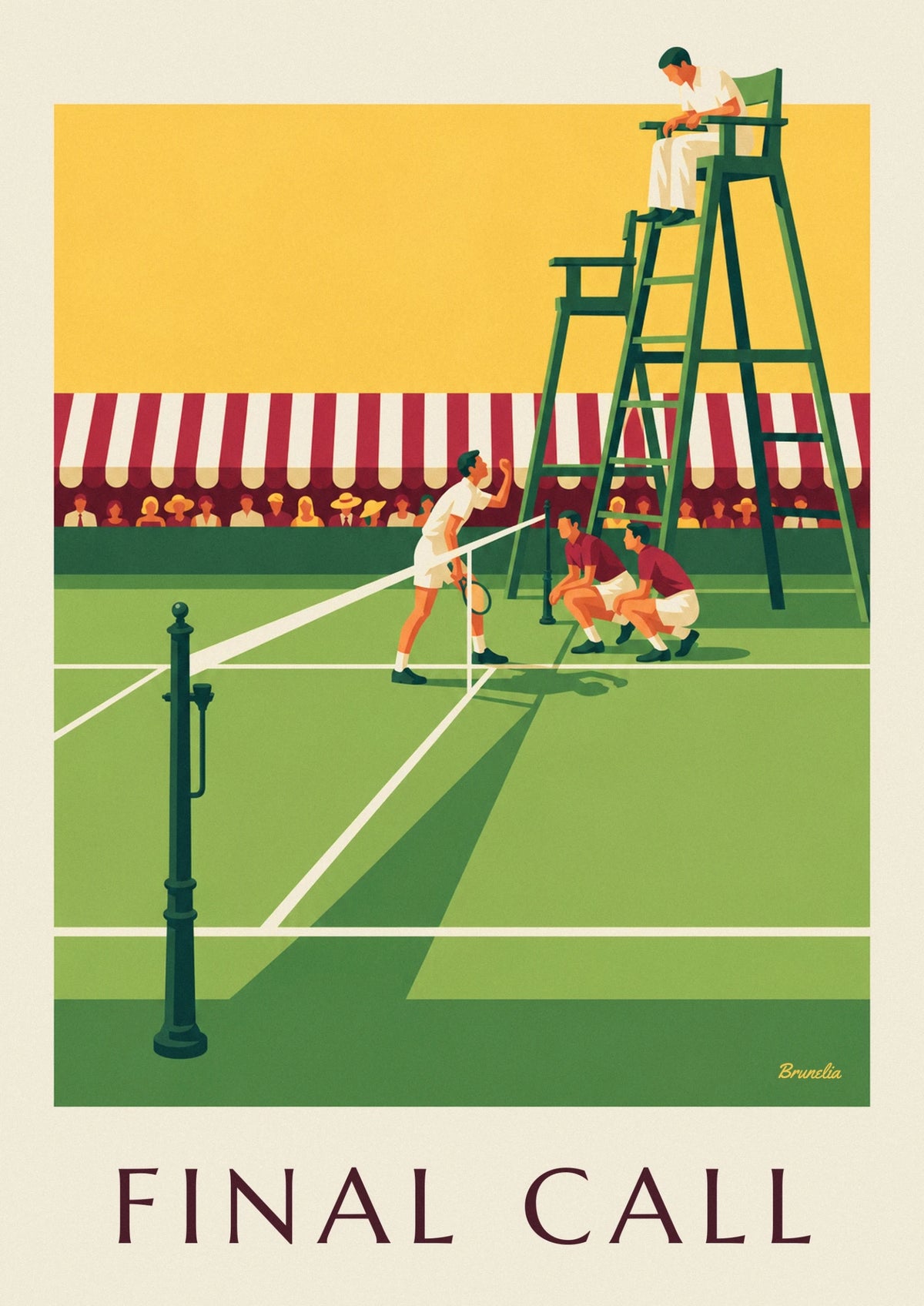 Affiche arbitre de chaise au bord du court de tennis en gazon