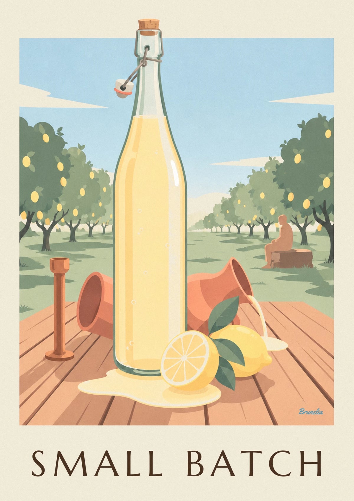 Affiche bouteille de citronnade artisanale et citrons