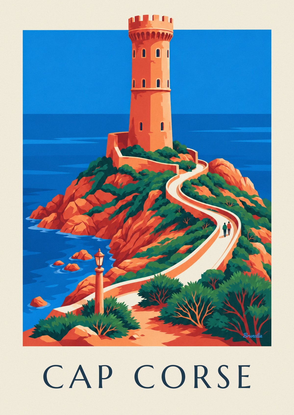 Affiche tour génoise sur la côte du cap Corse