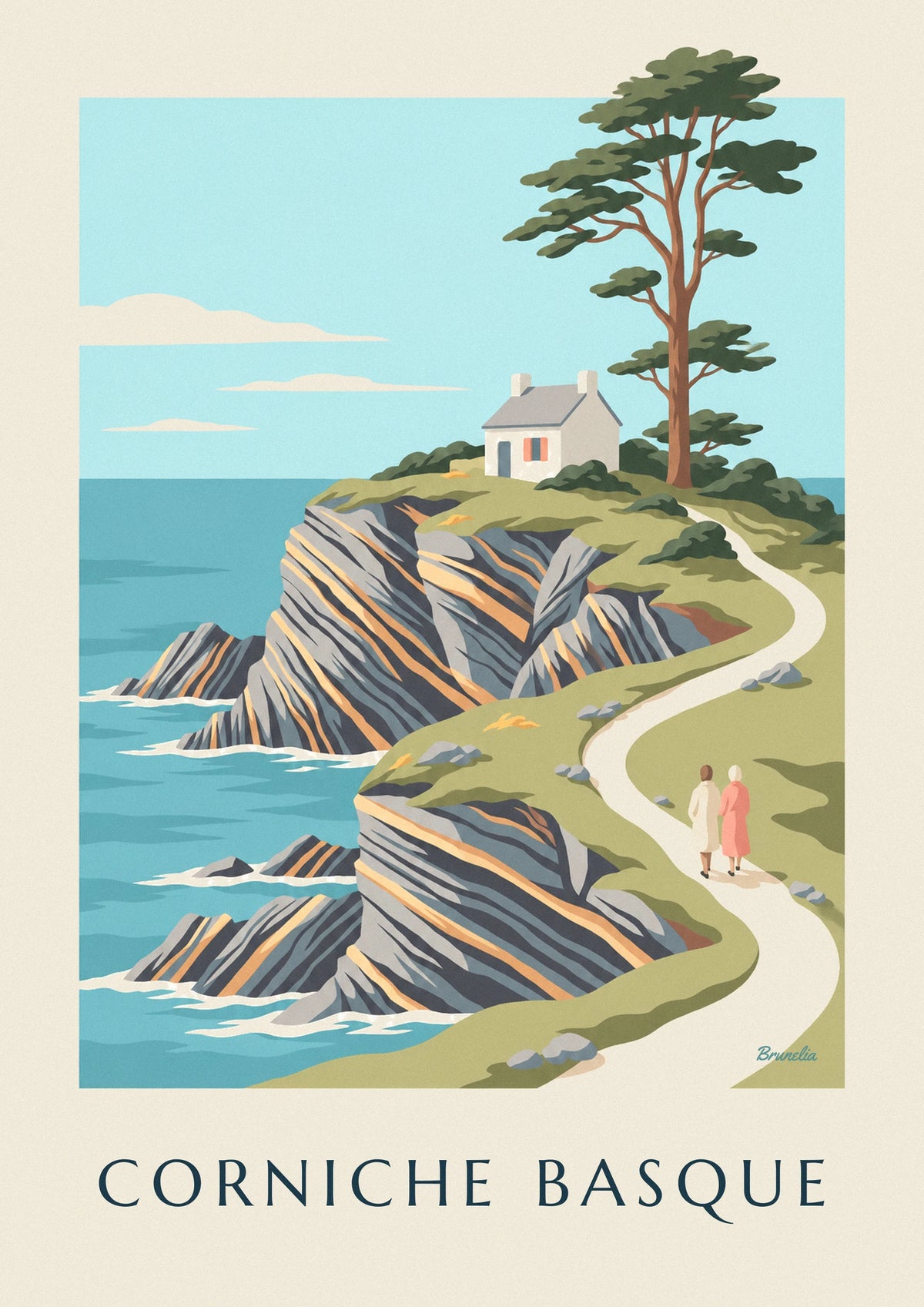 Affiche corniche basque et falaises de flysch