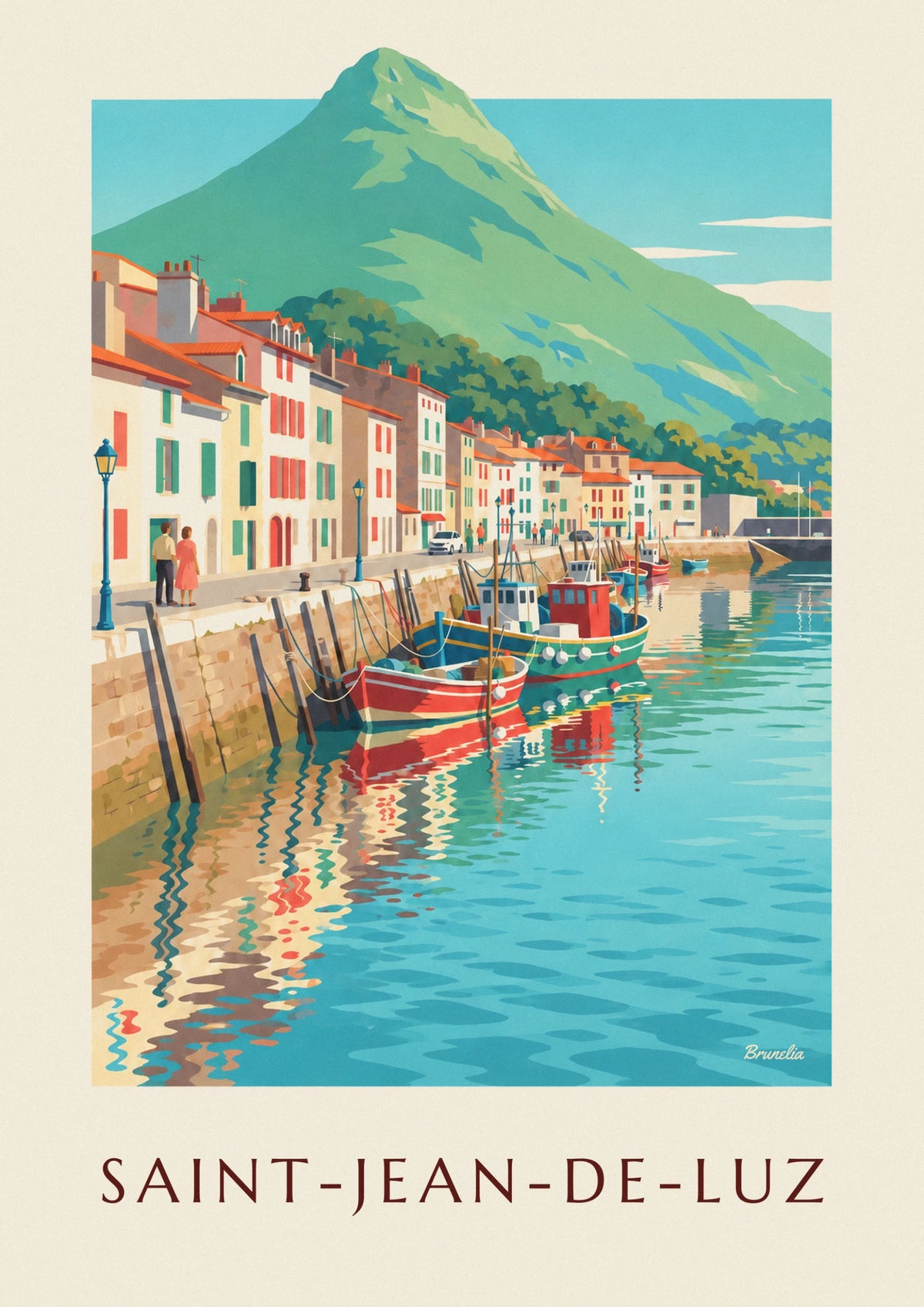 Affiche port de pêche de Saint-Jean-de-Luz et La Rhune
