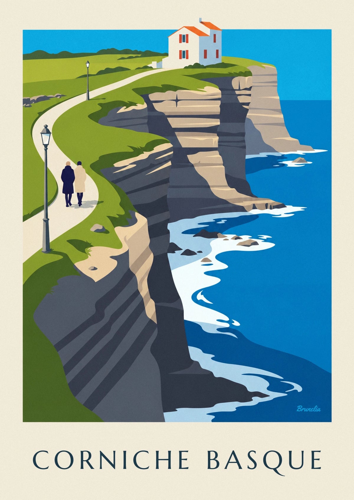 Affiche corniche basque et falaises de flysch
