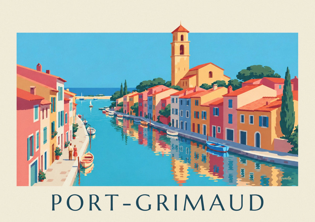 Affiche canaux et maisons colorées de Port-Grimaud