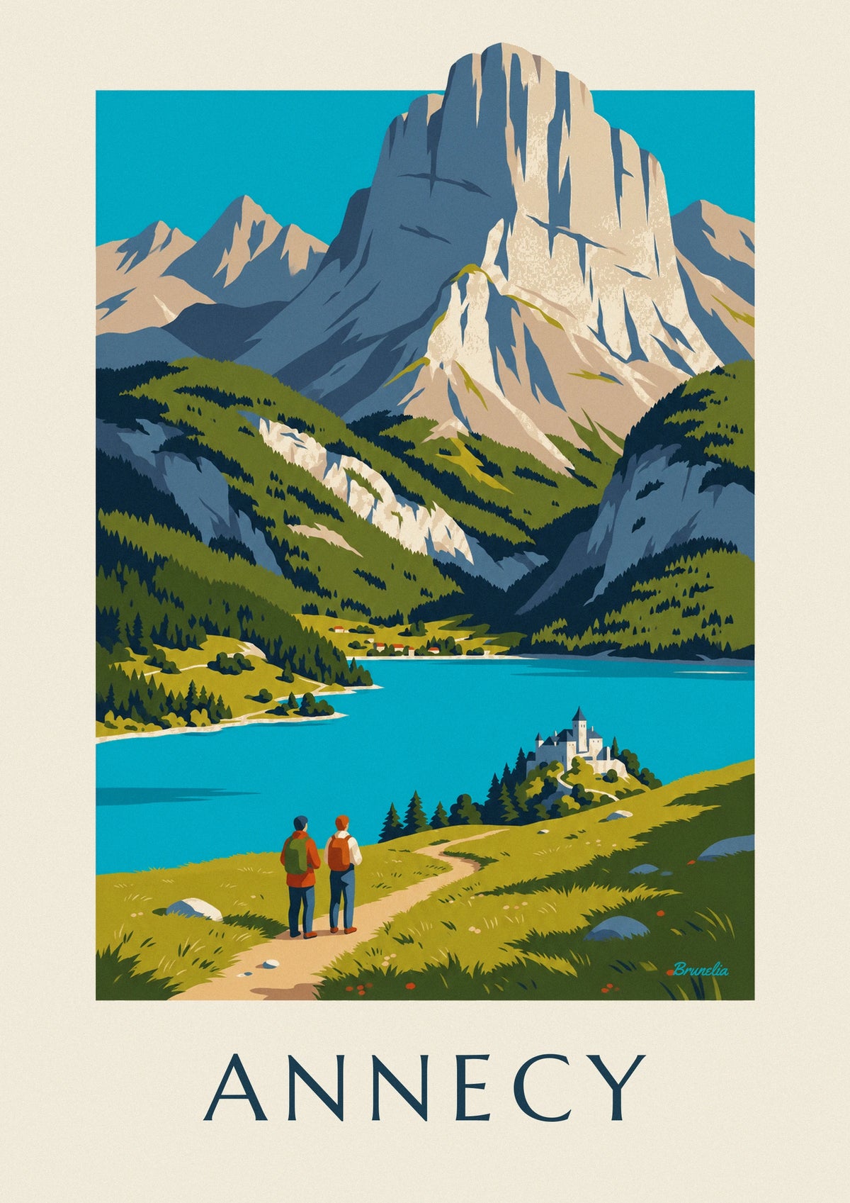Poster de caminhada sobre o lago de Annecy