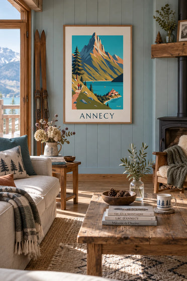 Affiche randonnée au-dessus du lac d'Annecy : encadrée au mur