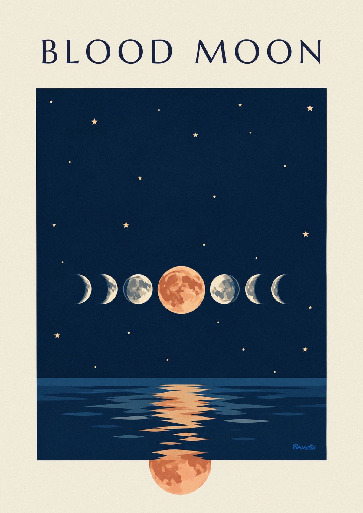 Affiche éclipse lunaire et phases de la Lune