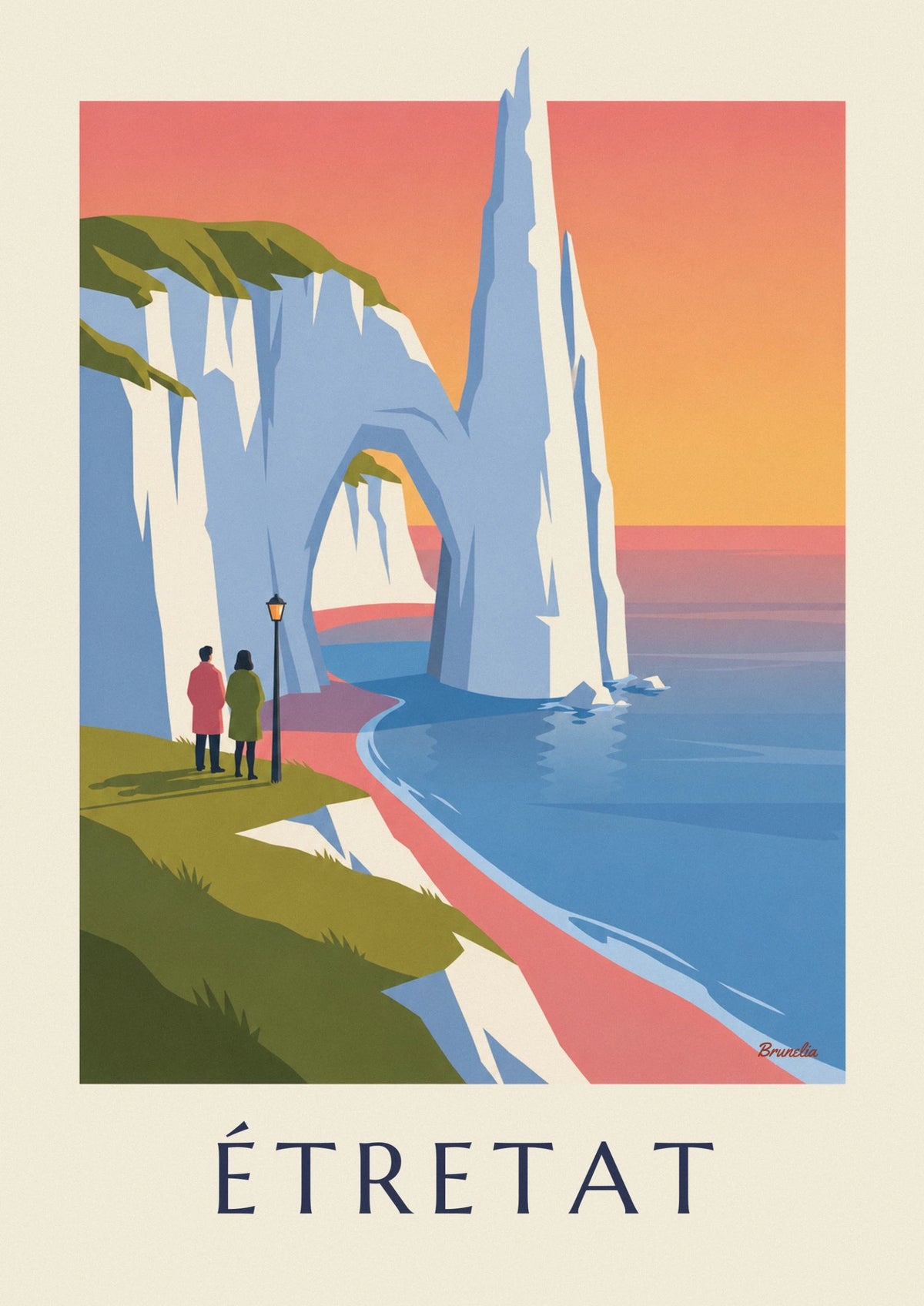 Affiche falaises blanches d’Étretat au coucher du soleil
