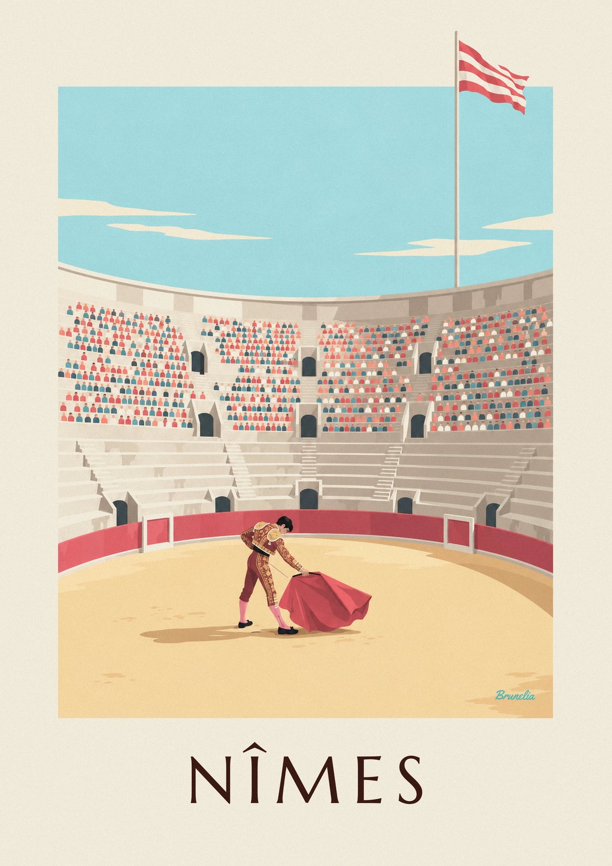 Affiche féria de Nîmes, matador dans les arènes romaines
