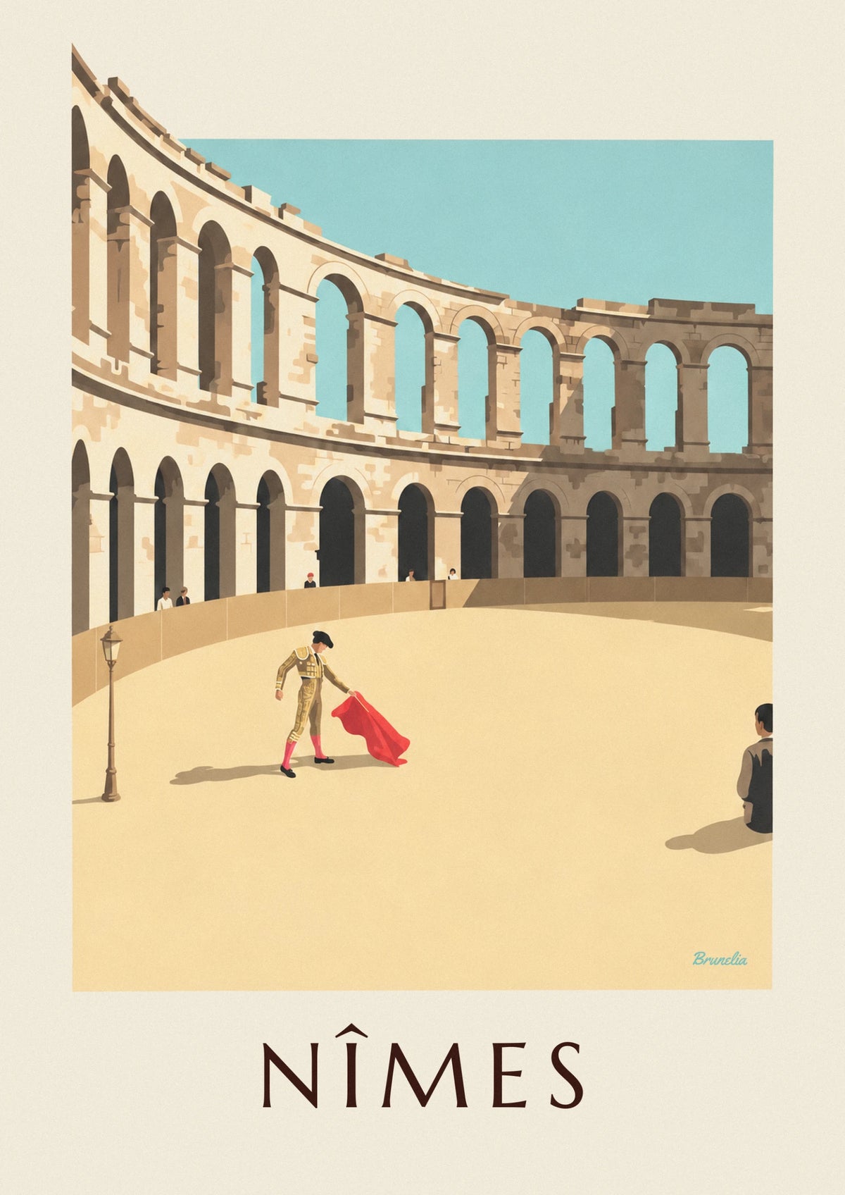 Affiche féria de Nîmes, matador dans les arènes romaines