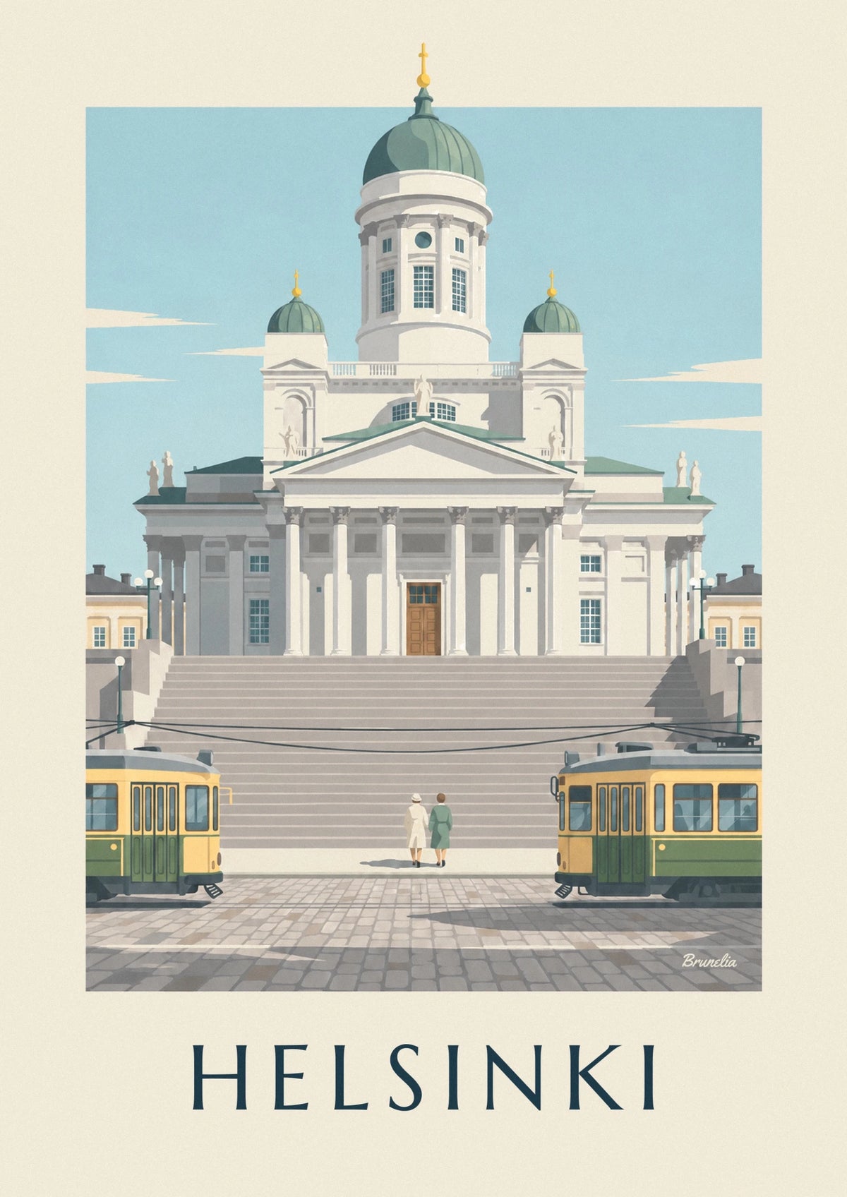 Affiche tramway et cathédrale luthérienne d'Helsinki
