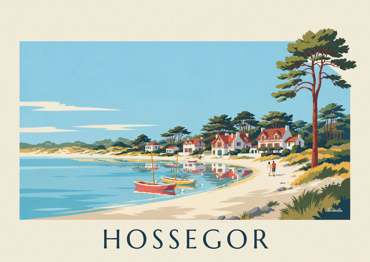 Affiche villas basco-landaises au bord du lac d'Hossegor