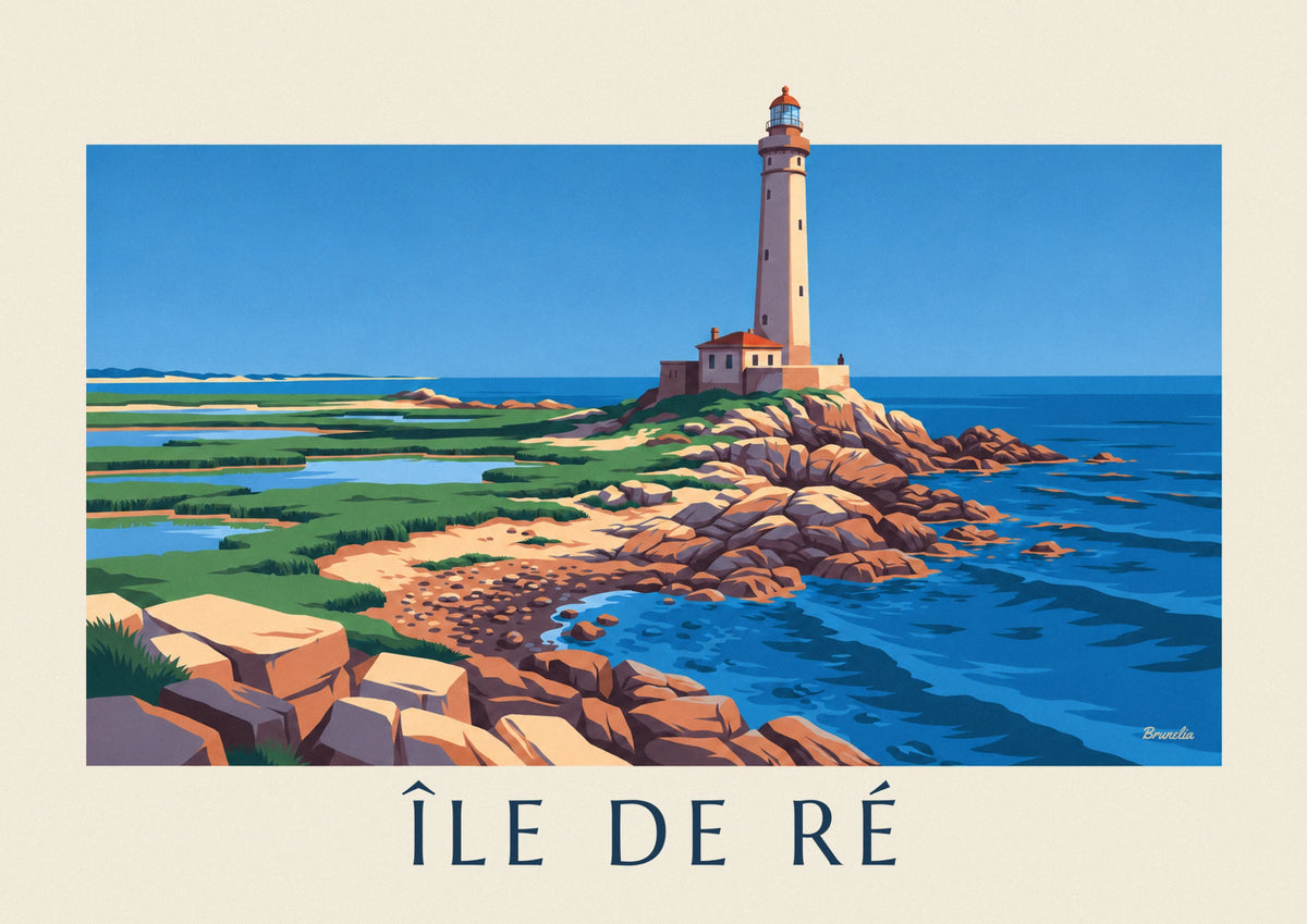 Affiche phare des Baleines à la pointe de l'île de Ré