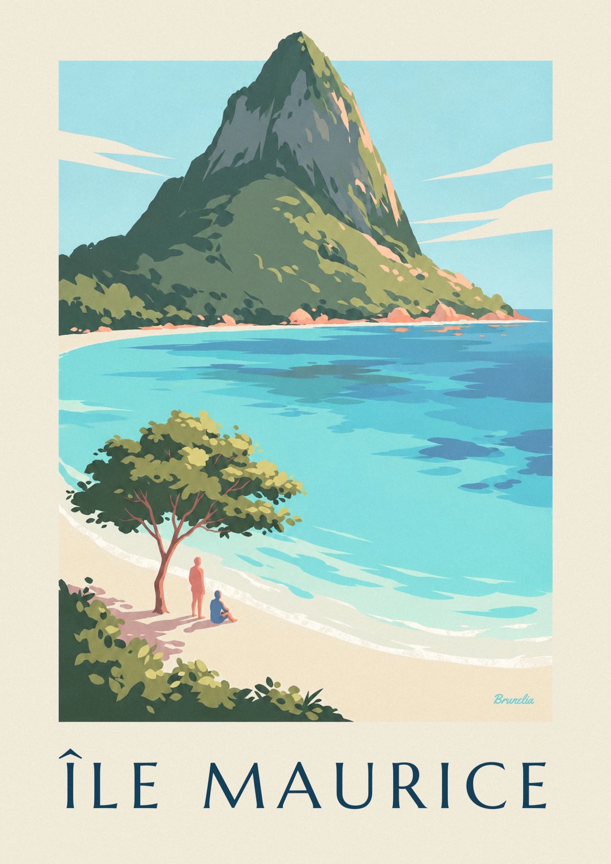 Affiche Morne Brabant et lagon de l'île Maurice