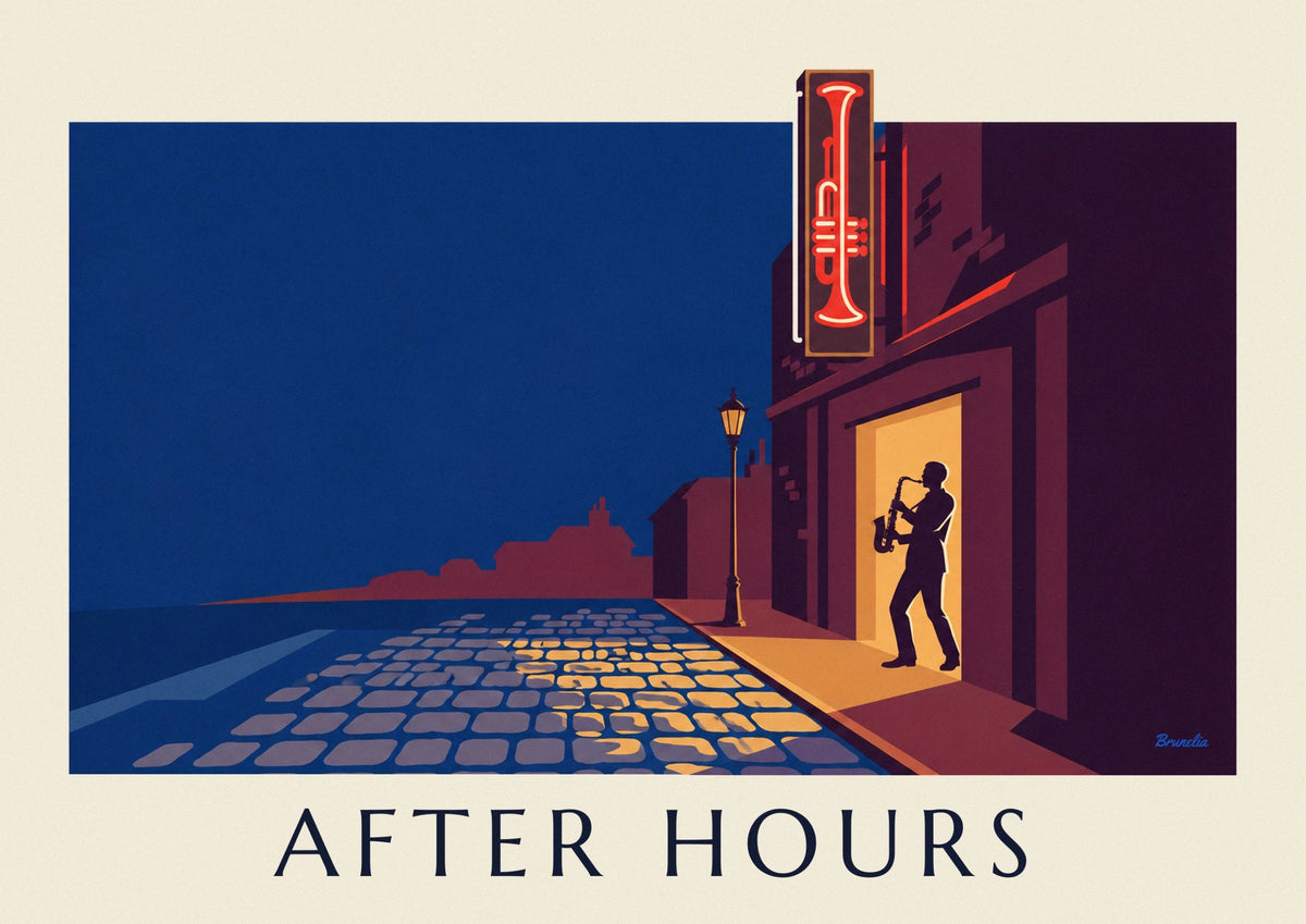 Affiche enseigne au néon d'un club de jazz la nuit