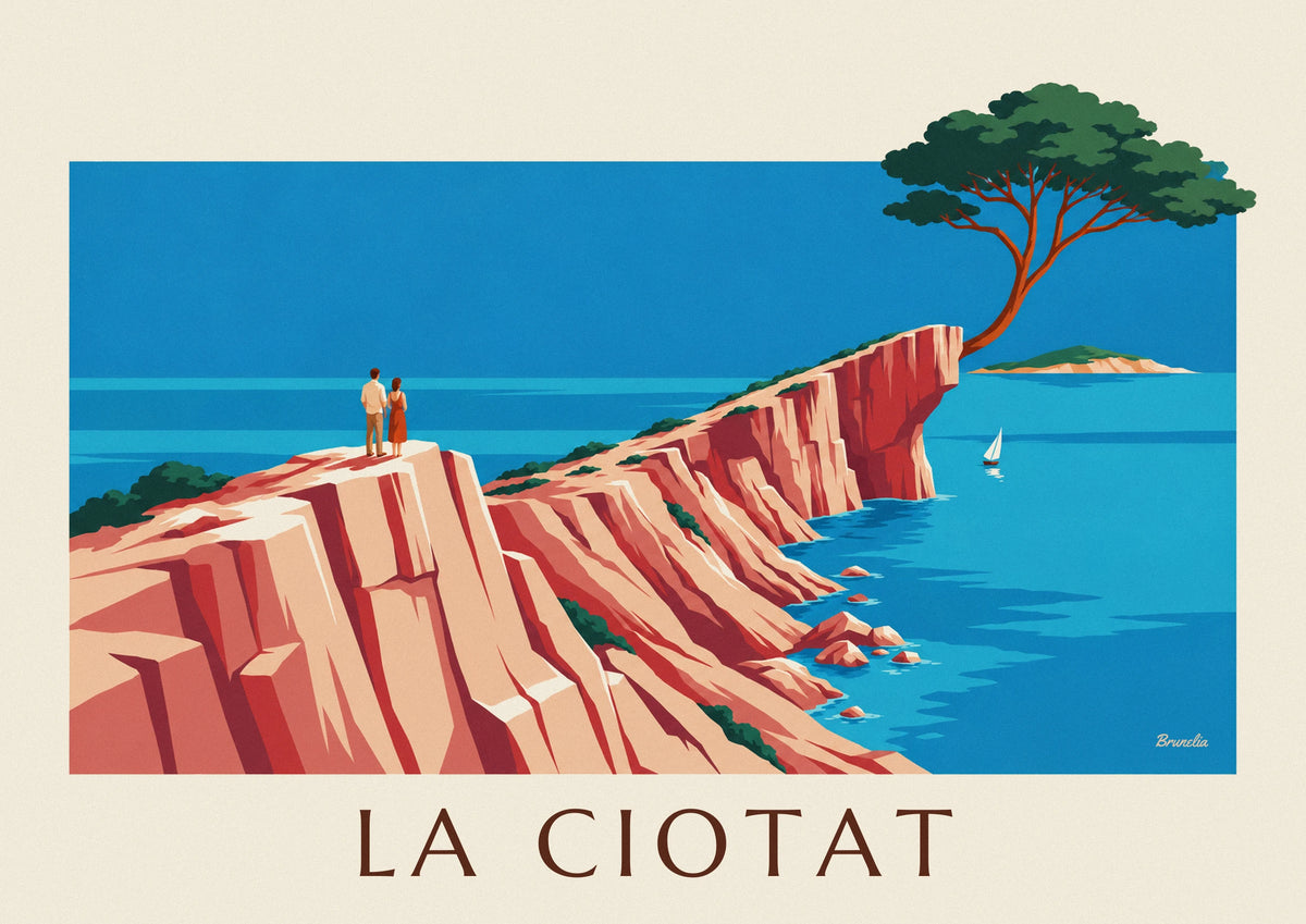Affiche falaise du Bec de l'Aigle et île Verte à La Ciotat