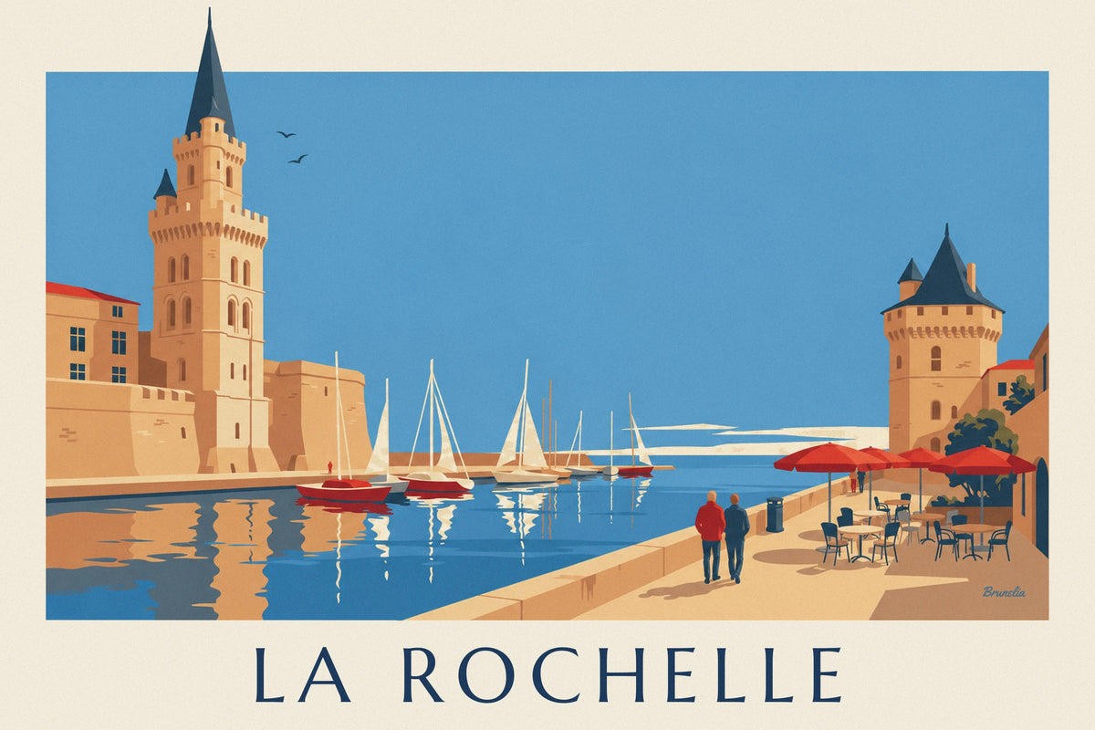 Affiche tours de la Lanterne et de la Chaîne à l'entrée du port de La Rochelle