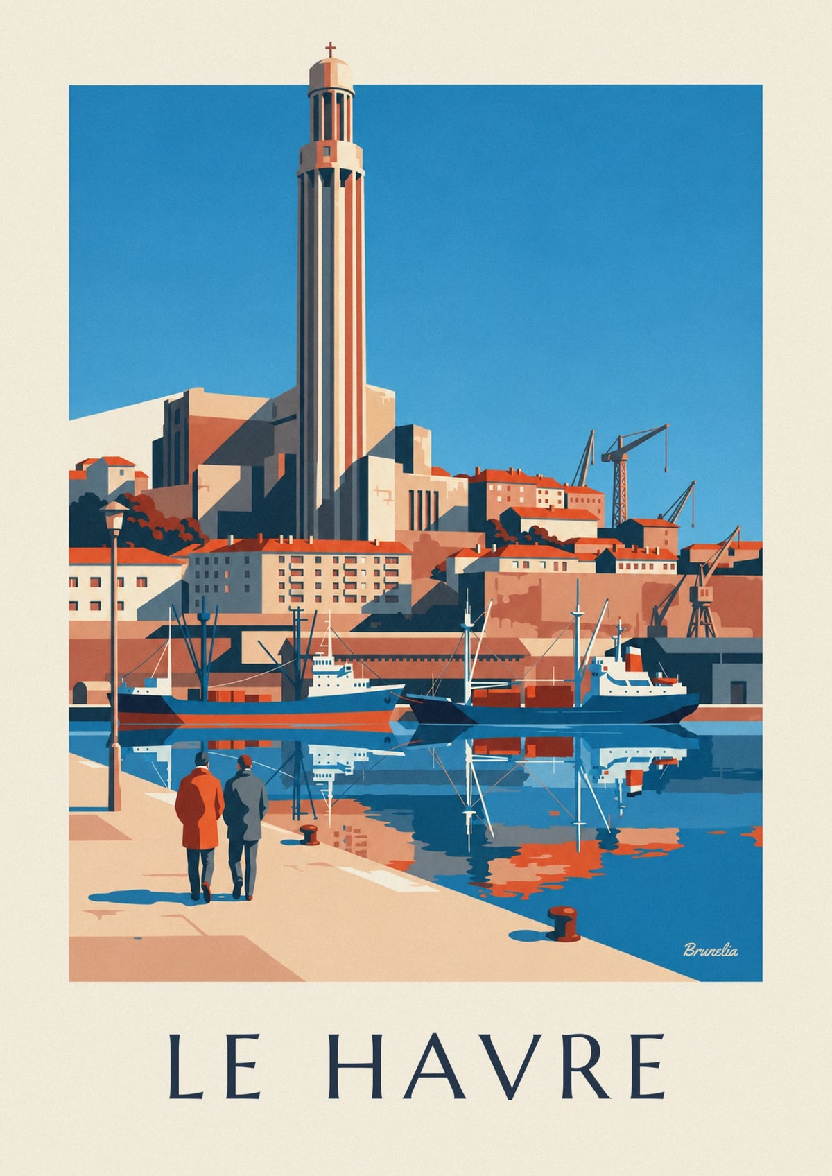 Affiche église Saint-Joseph et port du Havre