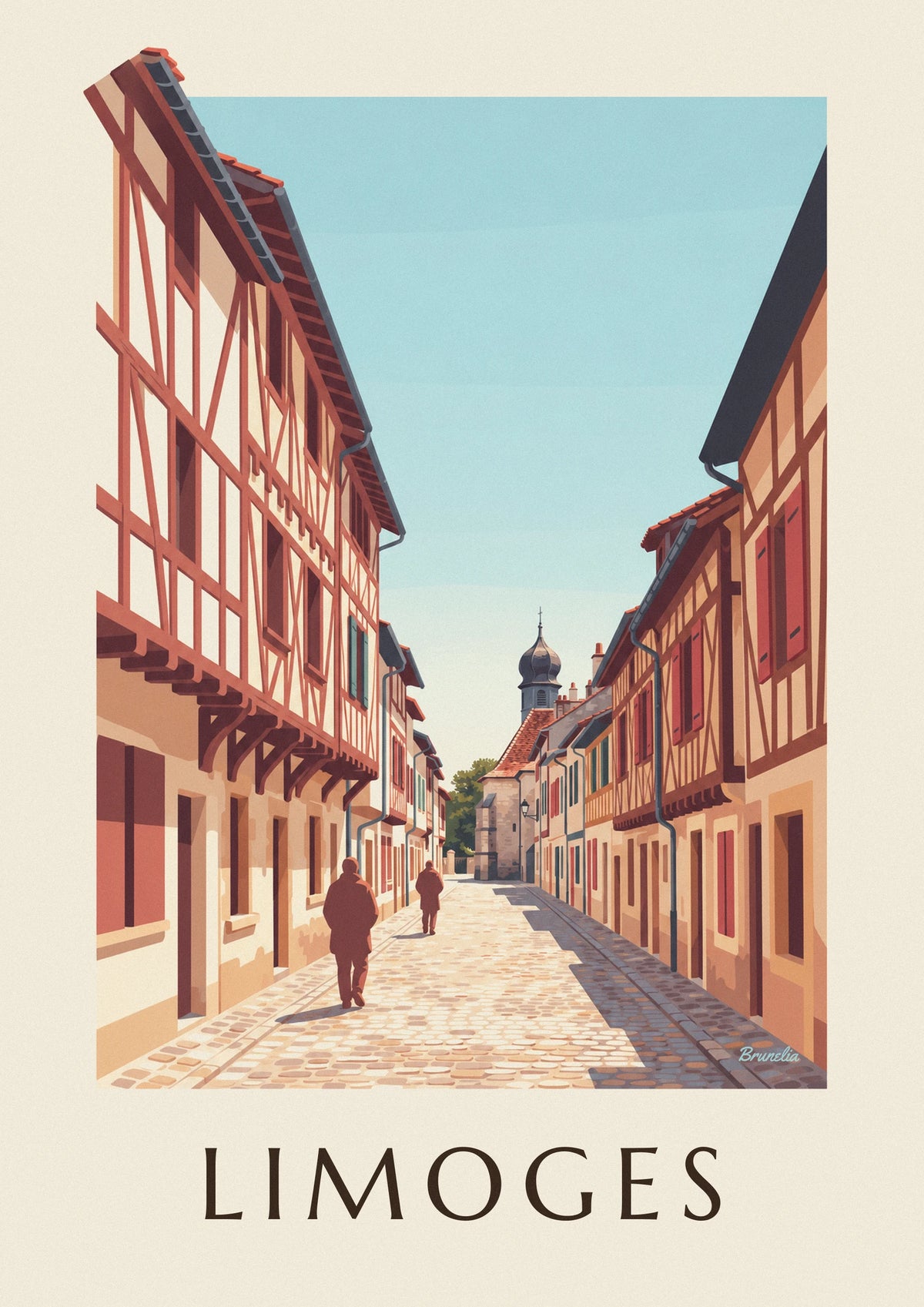 Affiche rue de la Boucherie et chapelle Saint-Aurélien à Limoges
