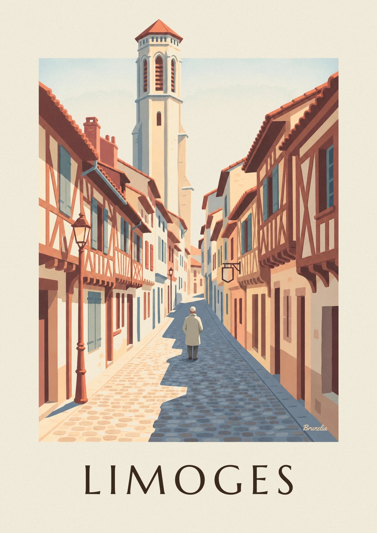 Affiche rue de la Boucherie et chapelle Saint-Aurélien à Limoges
