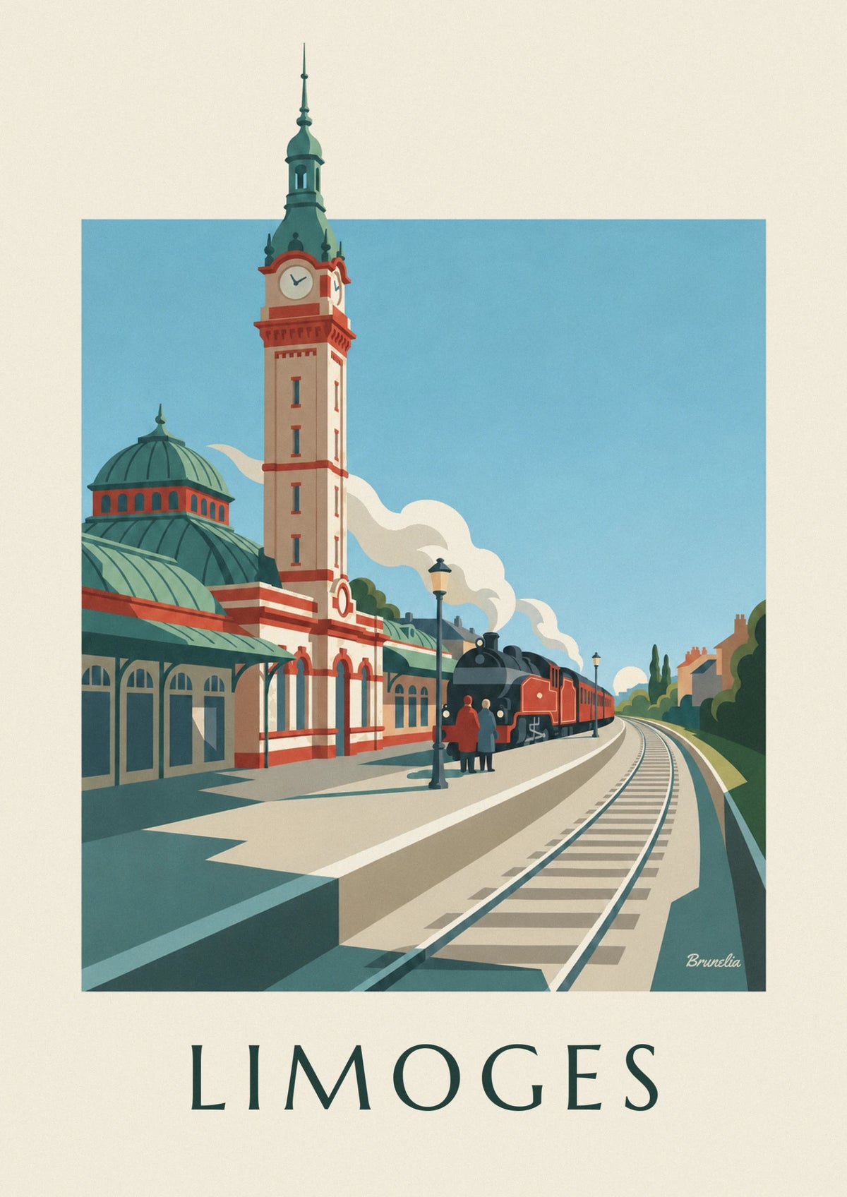 Affiche train et gare des Bénédictins de Limoges