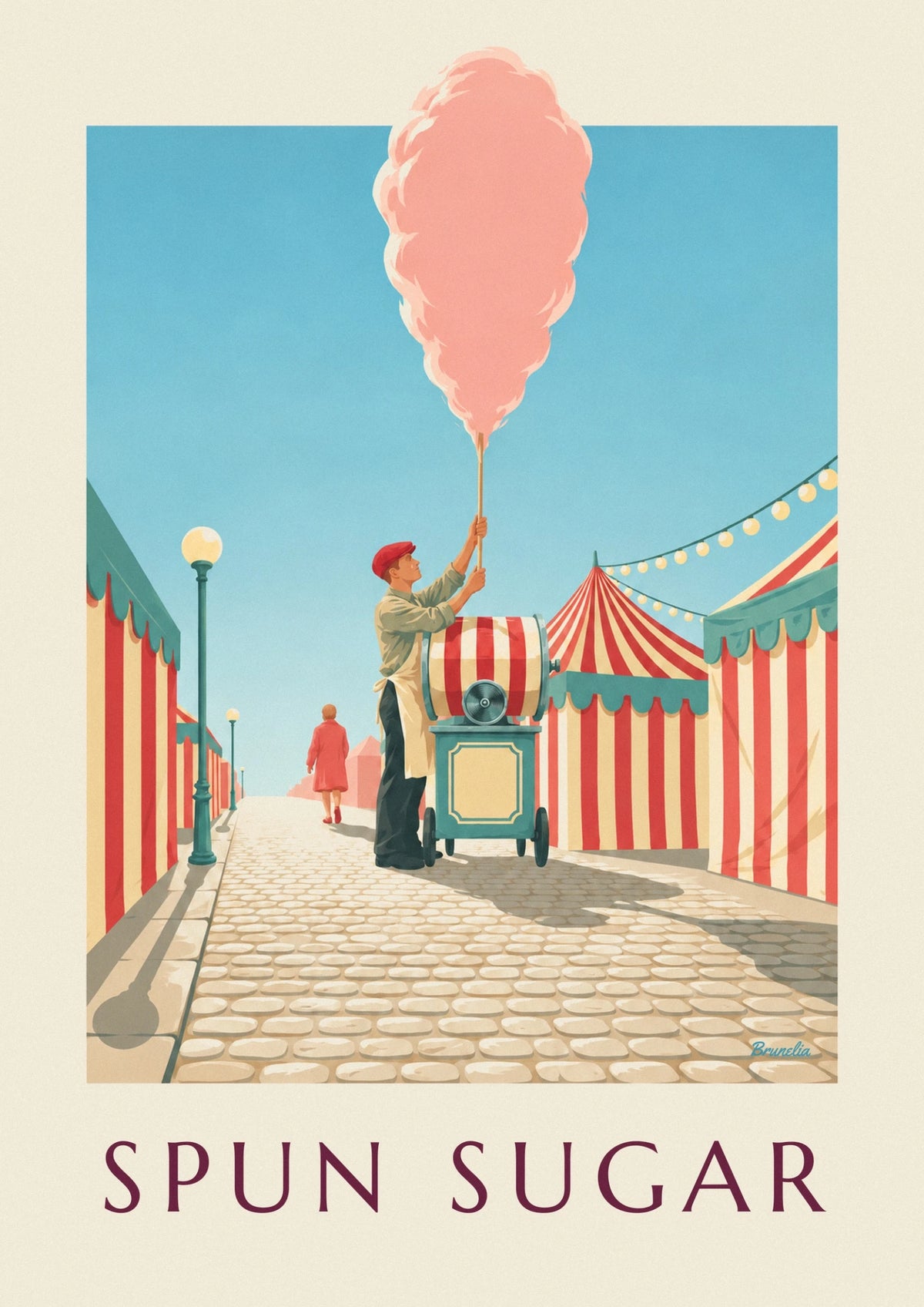 Affiche machine à barbe à papa de fête foraine