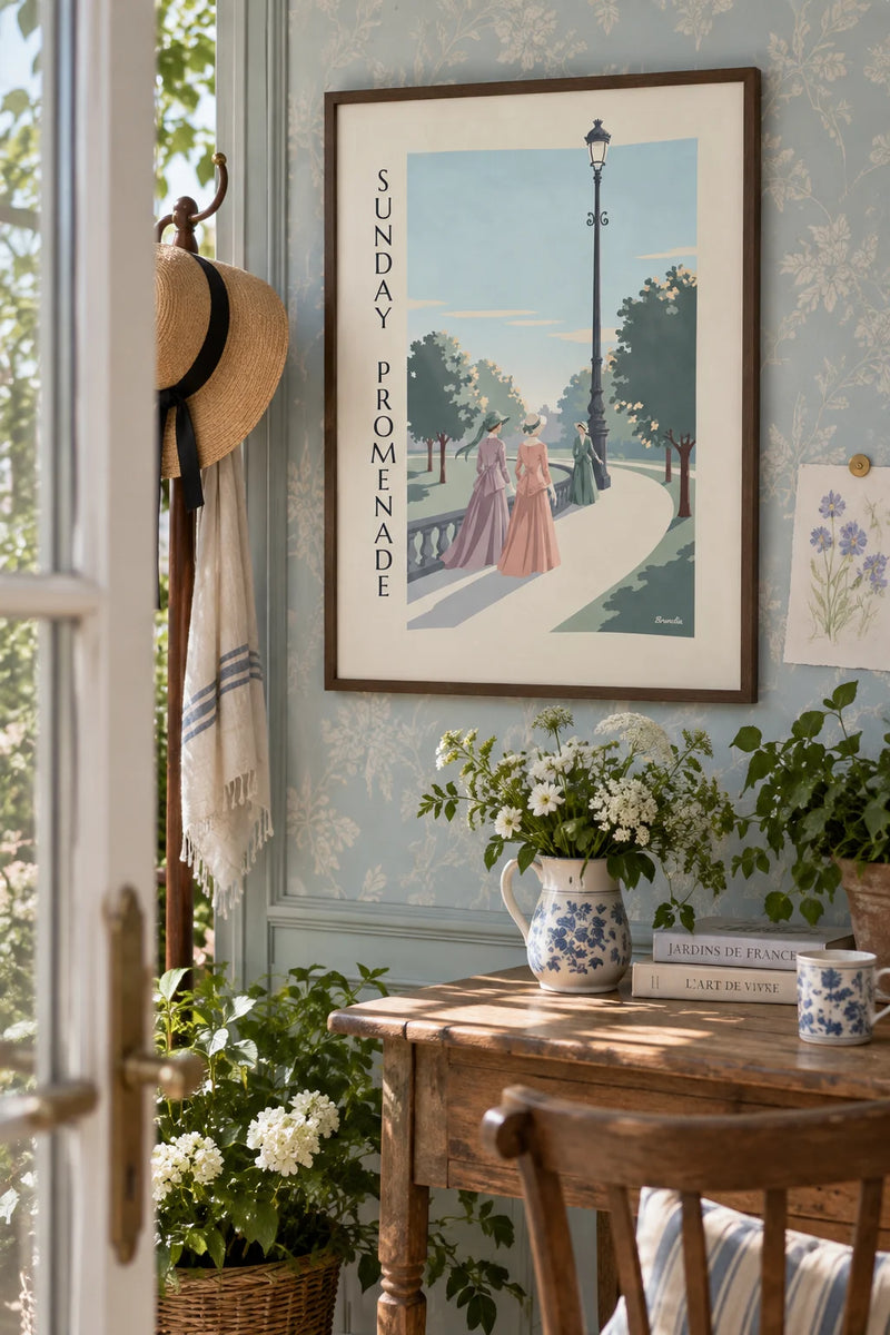 Affiche mode vintage accrochée dans un intérieur