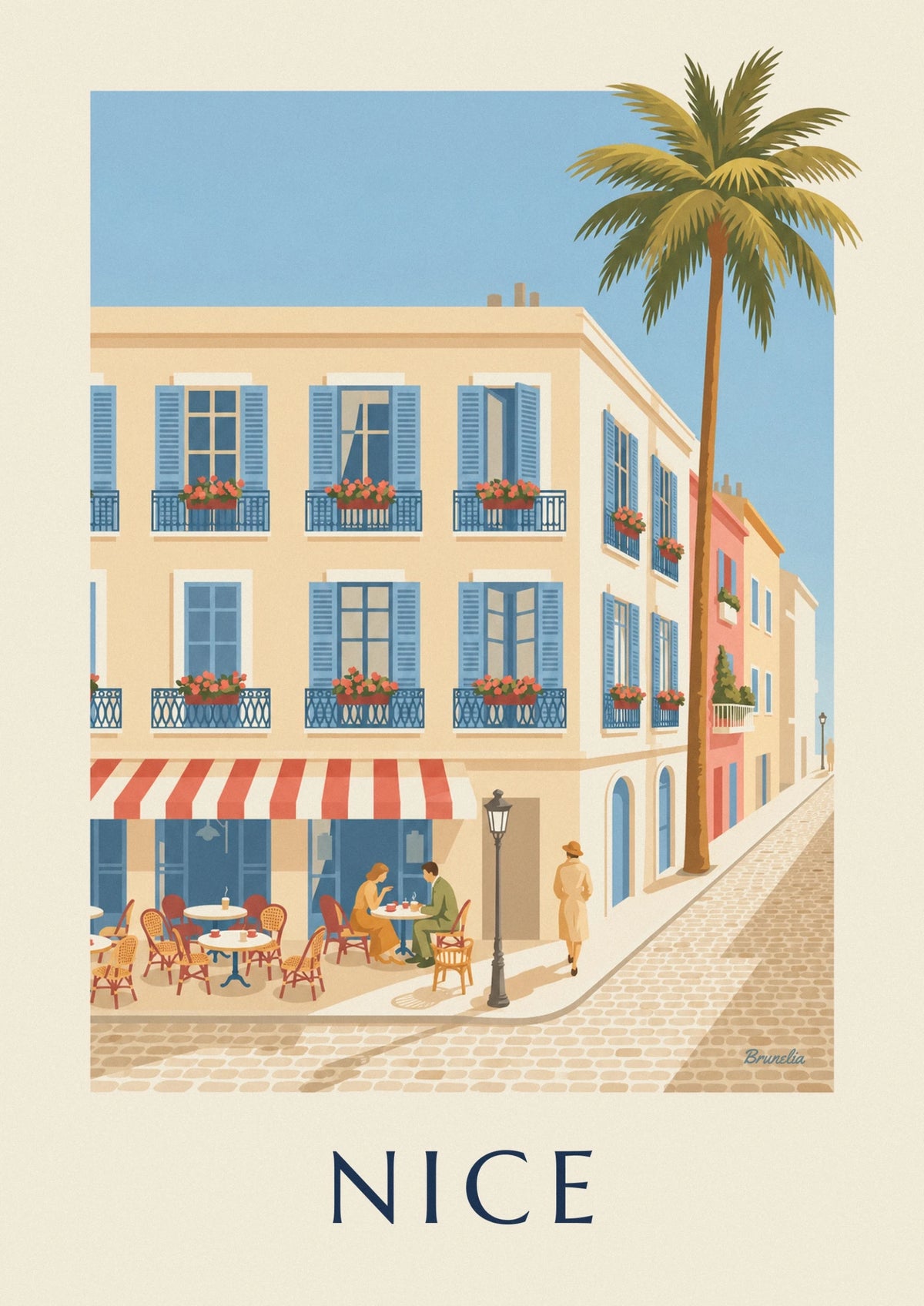 Affiche terrasse et balcons en fer forgé à Nice