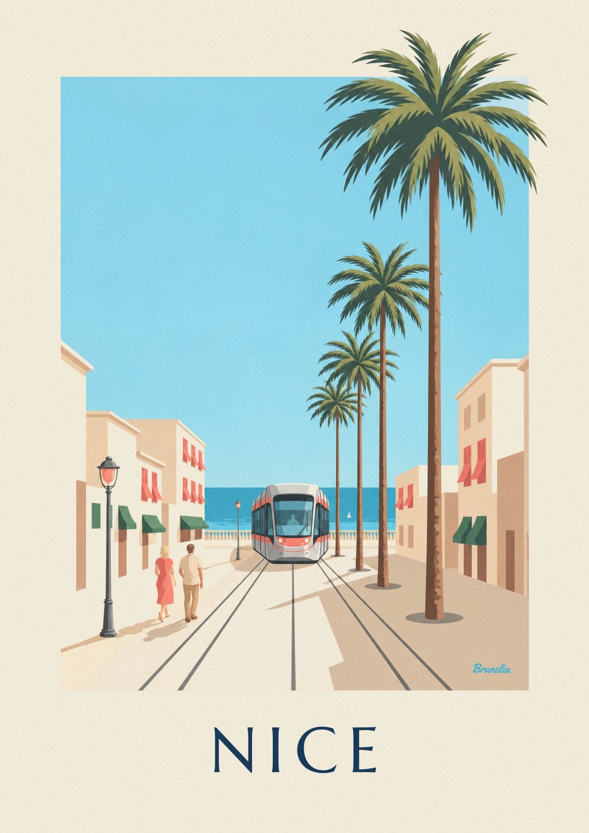 Affiche tramway de Nice et la Méditerranée